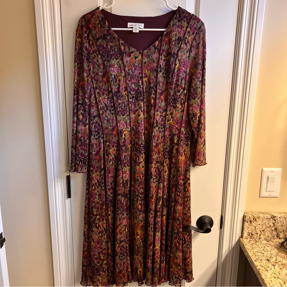 Cold Water Creek Dress with ruffles fall colors PXL 16